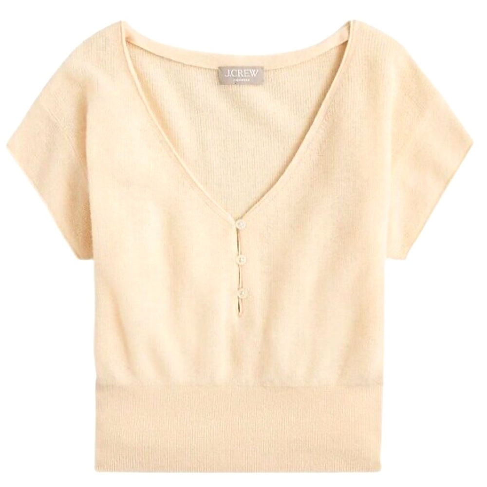 J. Crew Women's Cream V-Neck Cashmere Sweater